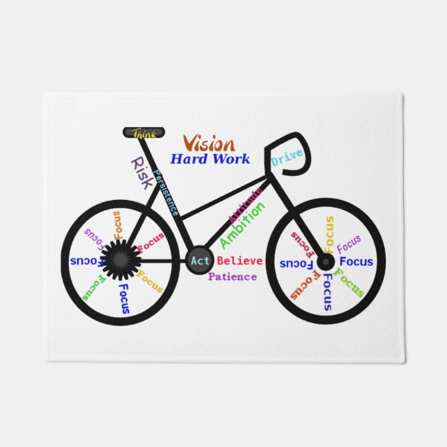Felpudo Palabras motivacionales, ciclismo, ciclismo y muje (Anverso)