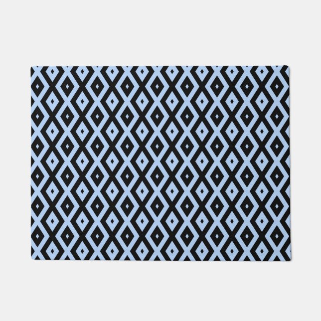 Felpudo Pale blue and black diamond pattern (Anverso)