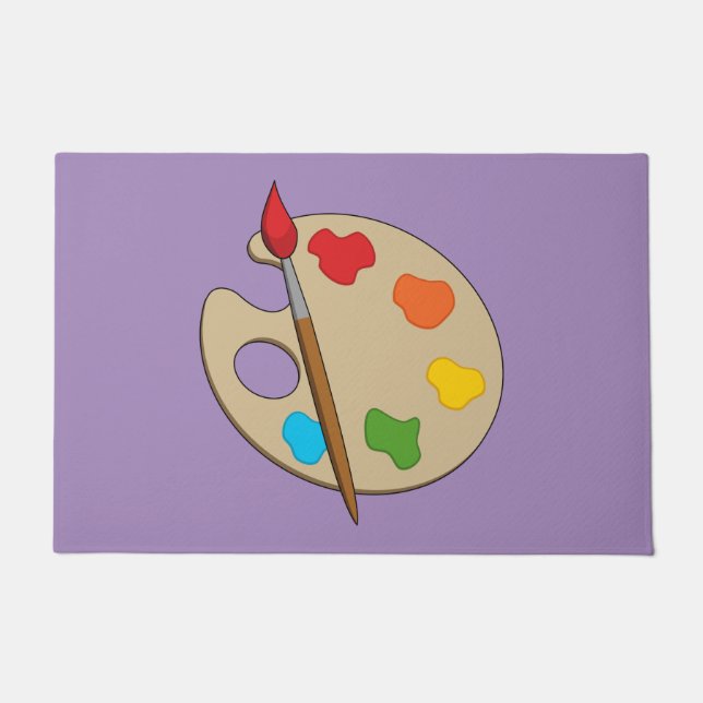 Felpudo Paleta de artista con pincel de pintura (Anverso)