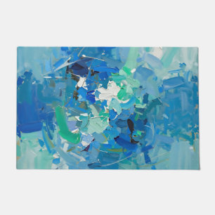 Felpudo Paleta de cuchillo de pintura del océano azul abst