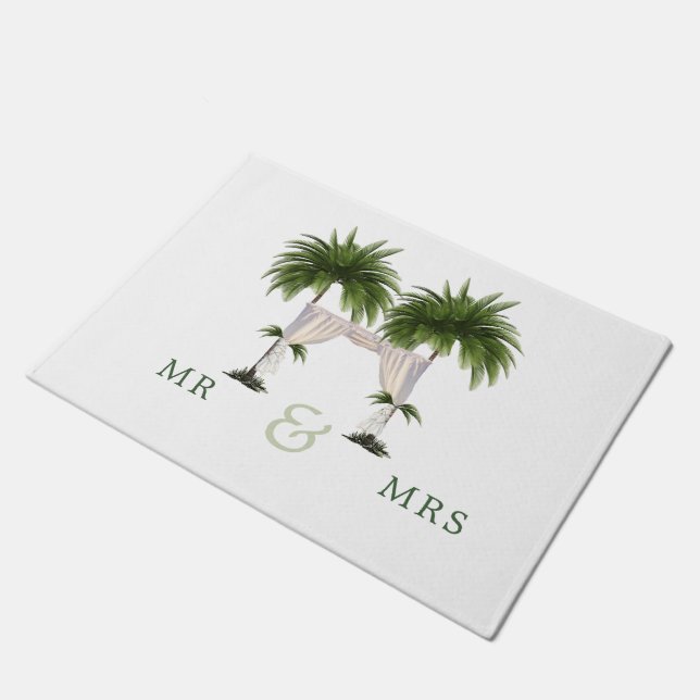 Felpudo Palm Tree Elegant Modern Moda Boda Momento (Angular)