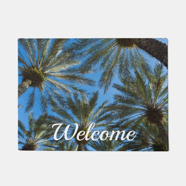 Felpudo Palm Trees Umbrella Bienvenida Doormat (Anverso)