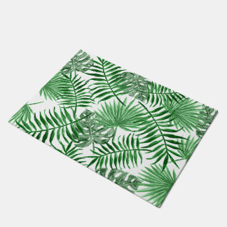 Felpudo Palm verde tropical deja arte acuarela de verano