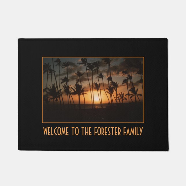 Felpudo Palmeras al atardecer (personalizable) (Anverso)