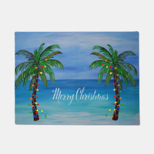 Felpudo palmeras de Navidad arte de casa costera