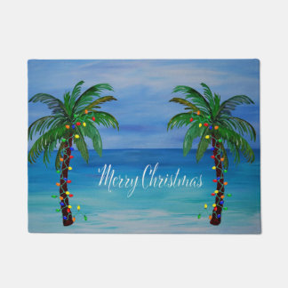 Felpudo palmeras de Navidad arte de casa costera