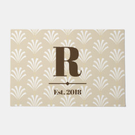 Felpudo Palmettos blancos y crema elegantes de la época de