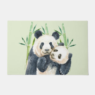 Felpudo Panda color agua rompe con mamá y bebé en Bambú