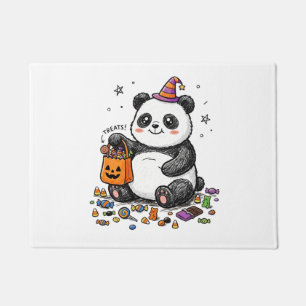 Felpudo Panda de Halloween regordete con barriga de dulces