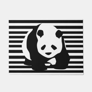 Felpudo Panda gigante y franjas de negro y blanco