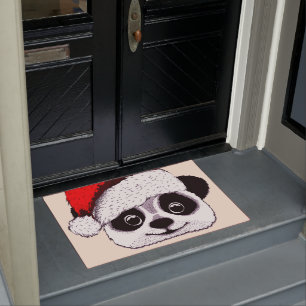 Felpudo panda linda divertida en navidad
