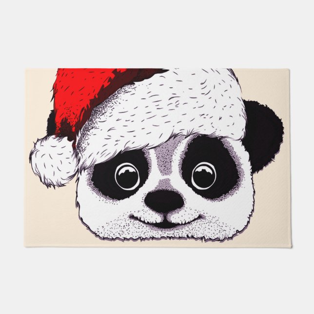 Felpudo panda linda divertida en navidad (Anverso)