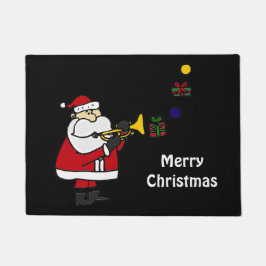 Felpudo Papá Noel divertido que toca la trompeta