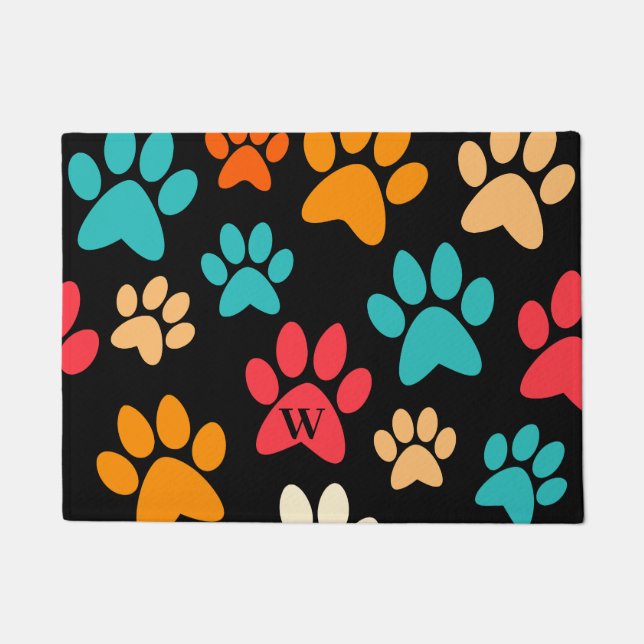 Felpudo Papas de perro personalizadas Impresión Monograma  (Anverso)