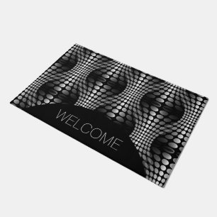 Felpudo Papel de escritorio de las olas punteadas negro y