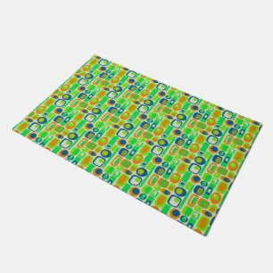 Felpudo Papel pintado retro divertido - naranja azulverde