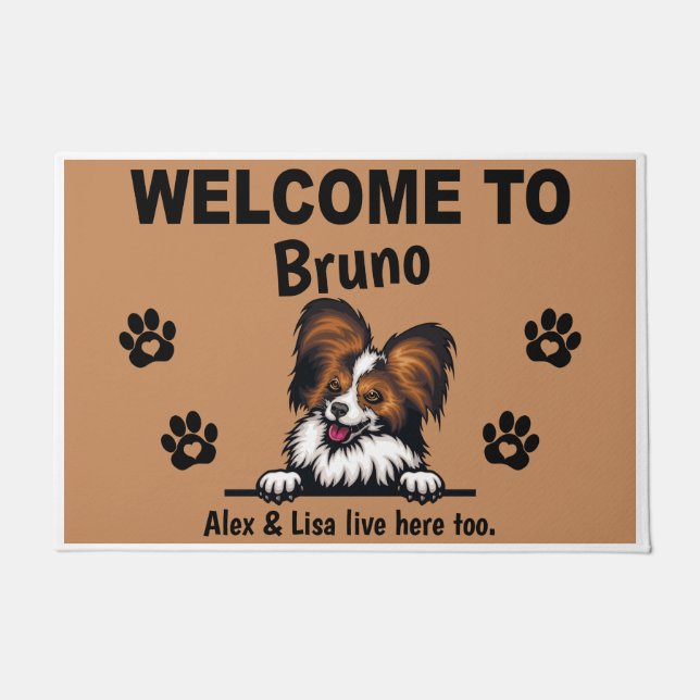 Felpudo Papillon dog Personalized Door Mat Doormat  (Anverso)