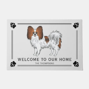Felpudo Papillon Sable Rojo Perro Lindo Con Texto Personal