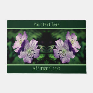 Felpudo Par de flores moradas geranianas personalizado