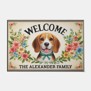 Felpudo Paraíso de perros beagle, bienvenida con nombre pe