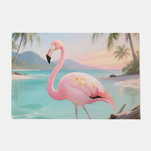 Felpudo Paraíso Tropical del Flamenco Rosa