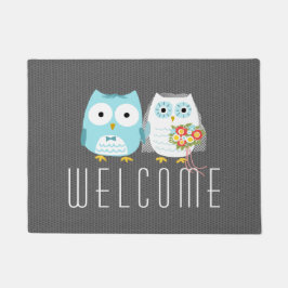 Felpudo Pareja Boda Owls | Personalizado Cute Bride y Groo