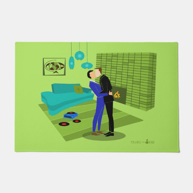 Felpudo Pareja gay retro enamorada (Anverso)