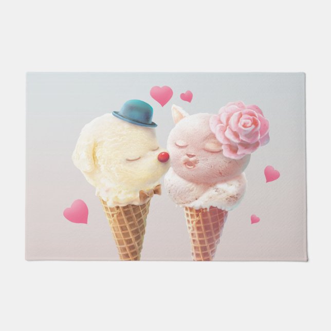 Felpudo Pareja helada - amor al primer ladrillo (Anverso)