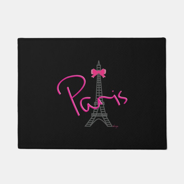 Felpudo París, Francia, Torre Eiffel con arco rosa, modern (Anverso)