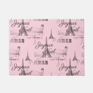 Felpudo Paris Joyeux Noel Navidades Doormat Negro y Rosa