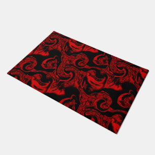 Felpudo Partes espirales rojas muy manchadas sobre fondo n