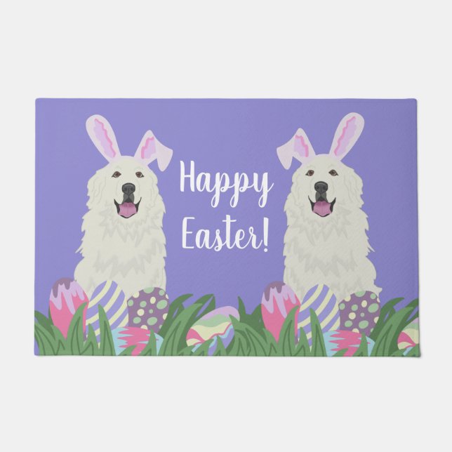 Felpudo Pascua de los Grandes Pirineos personalizable (Anverso)