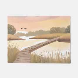 Felpudo Paseo marítimo de la bahía | Pintura acuarela cost