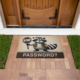 Felpudo Password? Stopp! Humorvolle Waschbär Türsteher