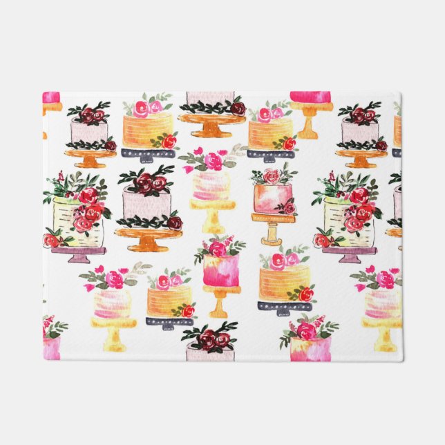Felpudo Pastel acuarela con flores (Anverso)