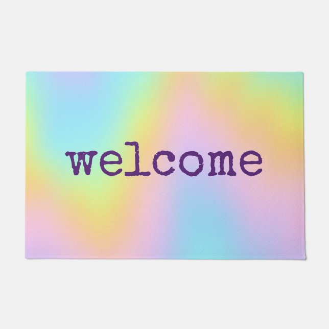 Felpudo Pastel de bienvenida arcoiris (Anverso)