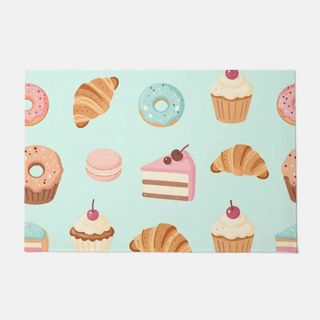Felpudo Pastel French Pastries Cute Dessert Pattern (Anverso)