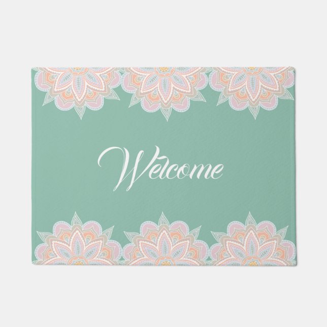 Felpudo Pastel Mandalas Green Door Mat (Anverso)