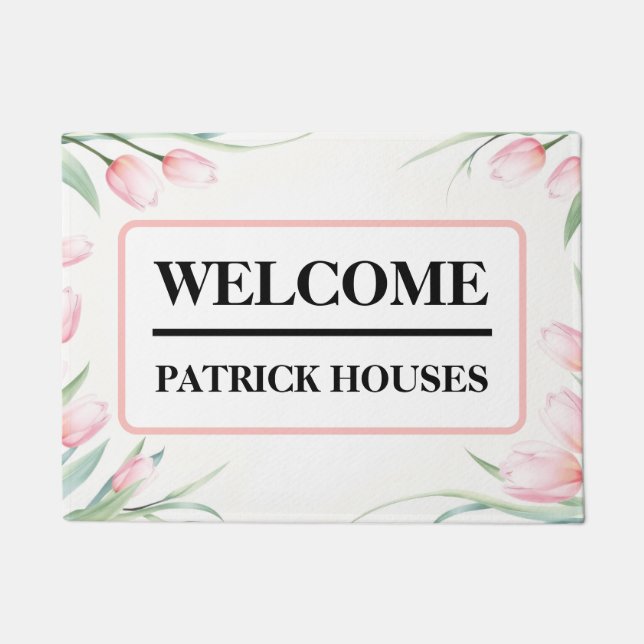 Felpudo Pastel Tulip Border Personalized (Anverso)
