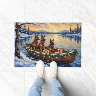 Felpudo Pastor Belga Tervuren Barco de Navidad Fiesta