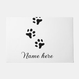 Felpudo Pata de perro mascota negro añadir nombre texto fo