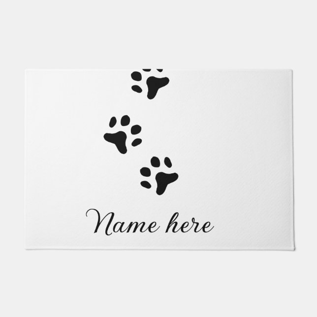 Felpudo Pata de perro mascota negro añadir nombre texto fo (Anverso)