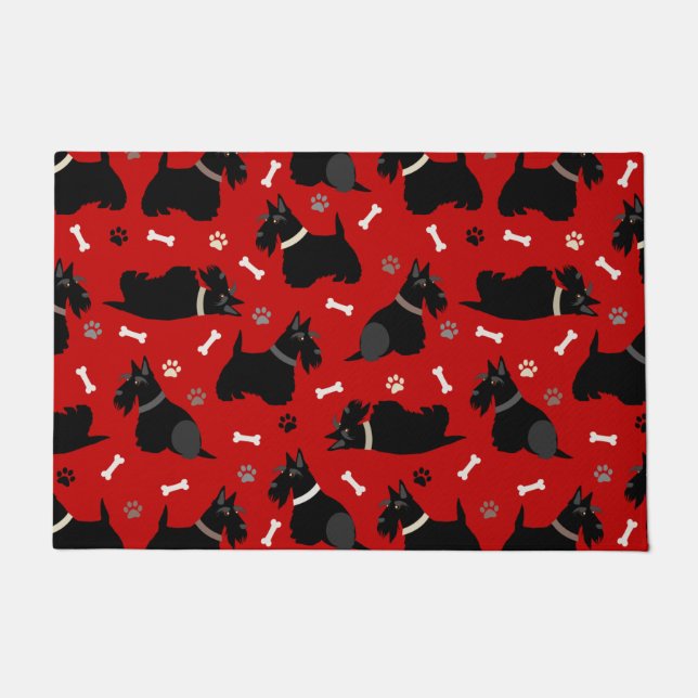 Felpudo Patas y huesos del territorio escocés negro (Anverso)