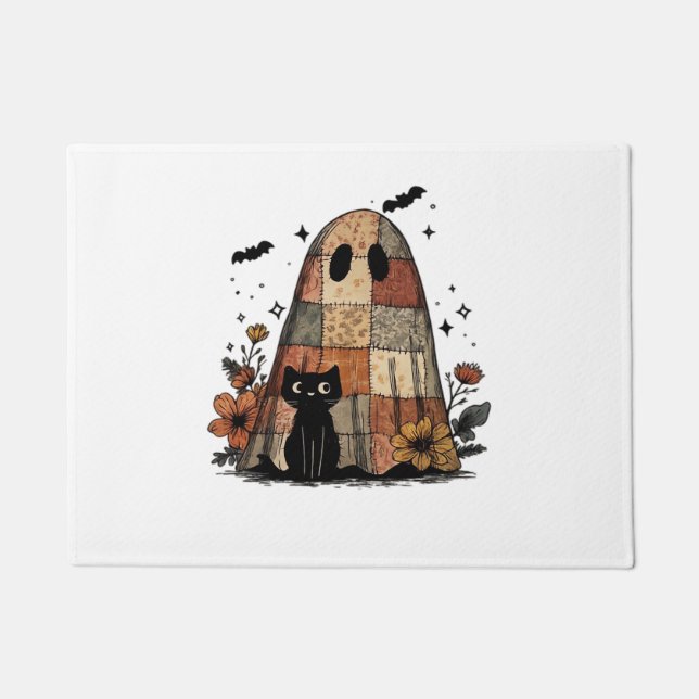 Felpudo Patchwork Halloween Ghost black cat Essential T-Sh (Anverso)
