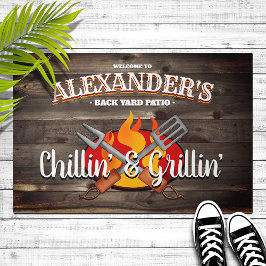 Felpudo Patio trasero personalizado de Chillin' y Grillin'