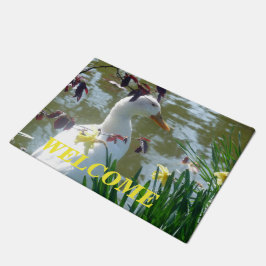 Felpudo Pato Blanco En Daffodils Bienvenido Doormat