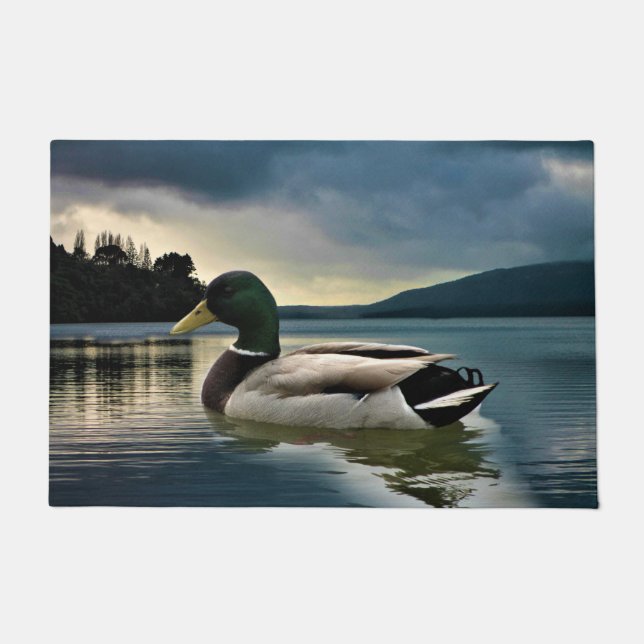Felpudo Pato Mallard En El Lago (Anverso)