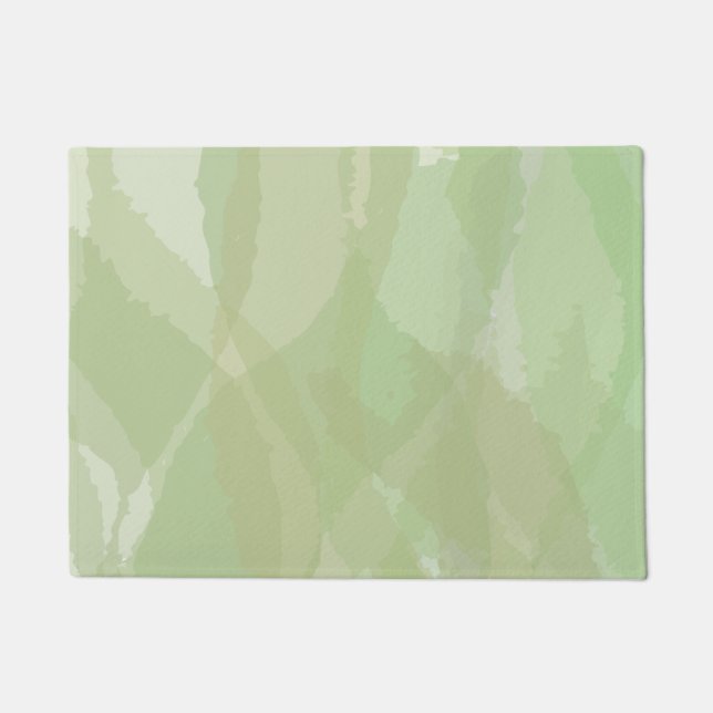 Felpudo Patrón abstracto de acuarela verde, fresco y moder (Anverso)