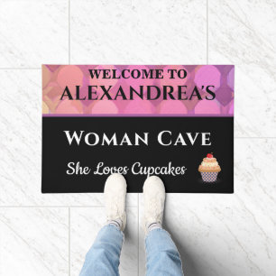 Felpudo Patrón abstracto de cueva rosa de mujer personaliz