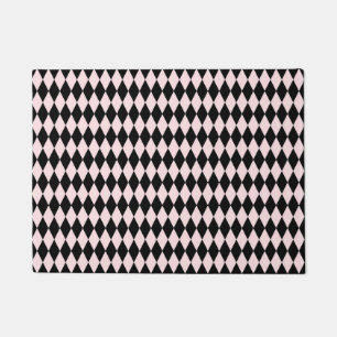 Felpudo Patrón abstracto minimalista de rayas negras y ros